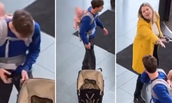 Papà convinto di aver perso il figlio al centro commerciale lo cerca disperato, ma il bimbo è sulle sue spalle: il video