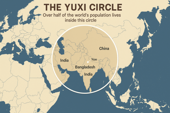 Il "Circolo di Yuxi", ecco come oltre metà dell'umanità vive in un cerchio di 4000km di raggio
