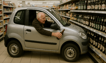 Anziano entra al supermercato con l'auto e parcheggia tra le corsie: "La birra pesa troppo"