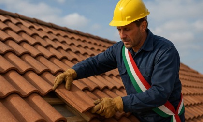 La cittadina non ha i soldi per sistemare le tegole, il sindaco sale sul tetto e ci pensa lui