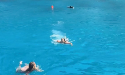 Influencer fanno il bagno in mare e vengono inseguite (a nuoto) da un cinghiale