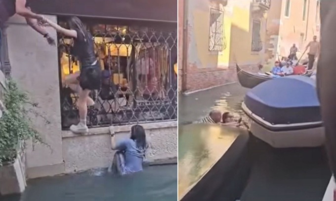 A Venezia il giro romantico finisce in bagno: gondola capovolta e turisti in acqua