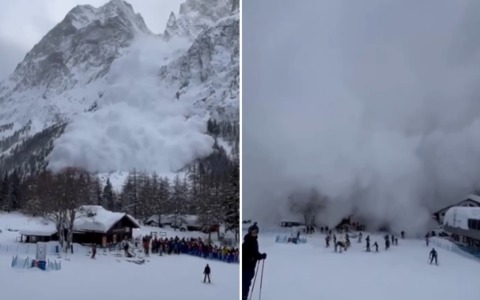 Valanga sul Monte Bianco vicino Courmayeur: il video della spettacolare nube di neve che inghiotte tutto