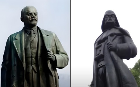 In Ucraina una statua di Lenin è stata trasformata nel cattivo di Guerre Stellari