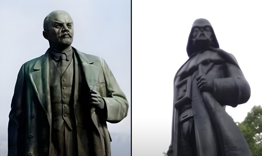 In Ucraina una statua di Lenin è stata trasformata nel cattivo di Guerre Stellari