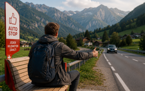 La Svizzera fa tornare in voga l’autostop: il Comune con panchine e cartelli “Stop, grazie” sulle strade
