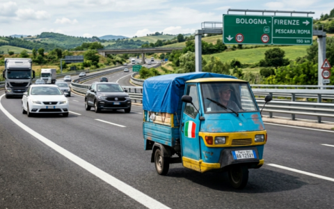 Turista svizzero cerca di tornare a casa con l’apecar, ma viene fermato in autostrada in Liguria