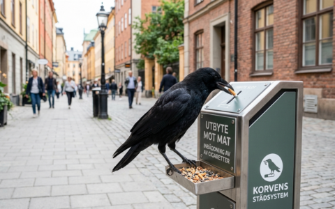 In Svezia addestrano i corvi per raccogliere mozziconi di sigaretta in città