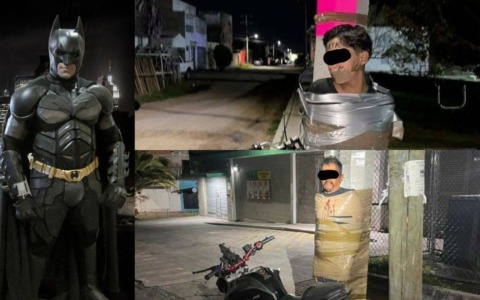 Il Messico ha il suo “Batman”: cattura i criminali di notte e li lega ai pali con lo scotch