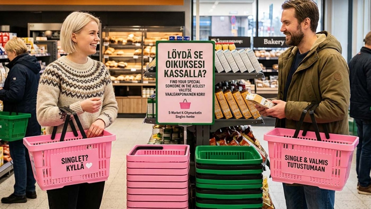 Supermercato finlandese introduce i cestini rosa dedicati ai clienti single