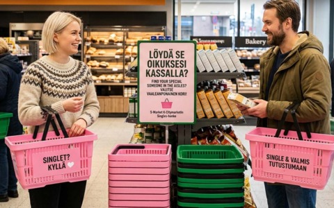 Supermercato finlandese introduce i cestini rosa dedicati ai clienti single